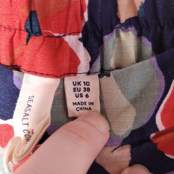 Seasalt Cornwall Linen Pants Size 6 Floral Peaceful Haven Culottes Wide Leg - Picture 5 of 13